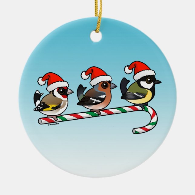 3 Weihnachtsschwangvögel Keramikornament (Vorne)