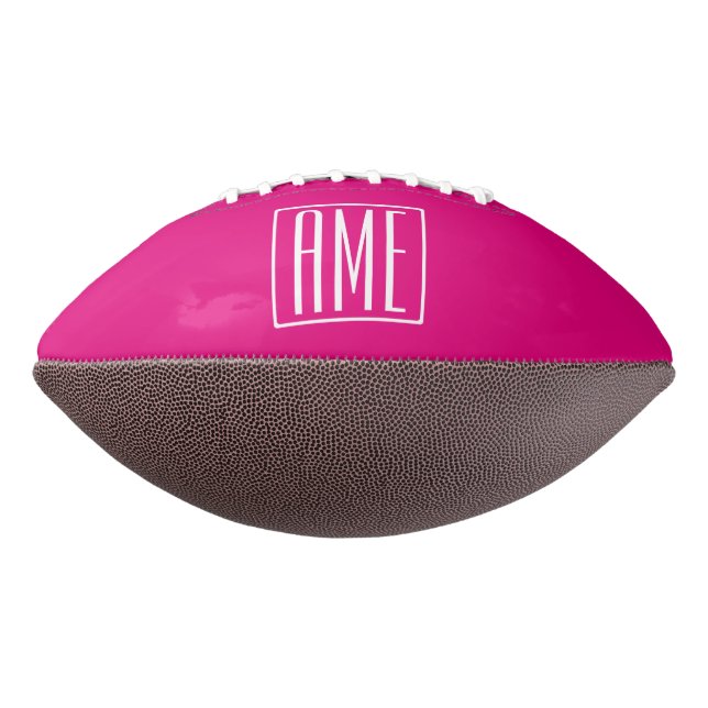 3 Weiß des Initialen-Monogramm-| auf Pink Football (Gedreht 270)