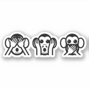 3 Weiße Affen Emoji Aufkleber