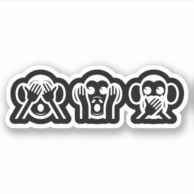3 Weiße Affen Emoji Aufkleber (Vorderseite)