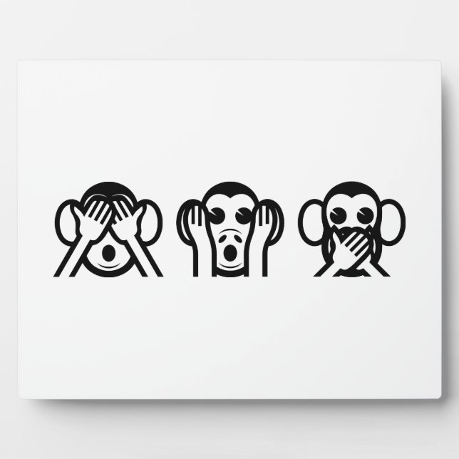 3 Weiße Affen Emoji Fotoplatte (Vorderseite)