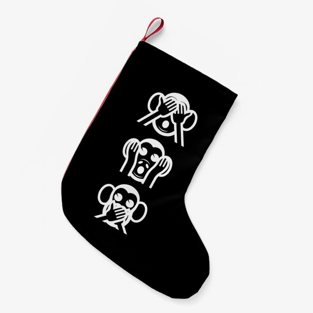 3 Weiße Affen Emoji Kleiner Weihnachtsweih Strumpf Kleiner Weihnachtsstrumpf (Vorderansicht (hängend))