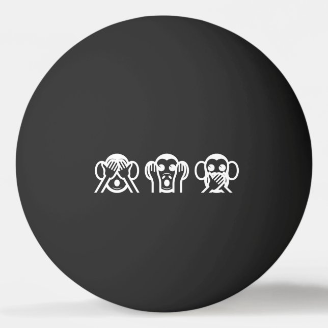 3 Weiße Affen Emoji Ping Pong Ball Tischtennisball (Vorderseite)