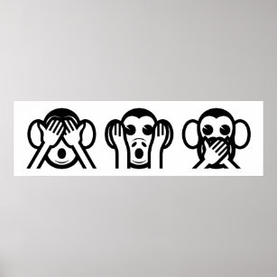 3 Weiße Affen Emoji Poster