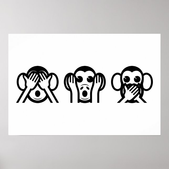 3 Weiße Affen Emoji Poster (Vorne)