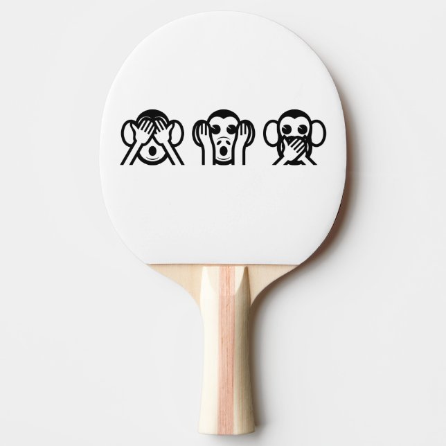 3 Weiße Affen Emoji Tischtennis Schläger (Vorderseite)