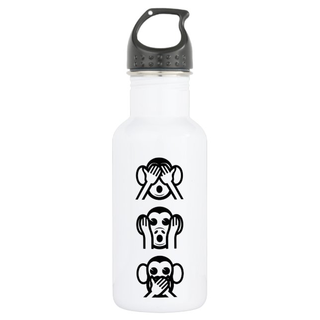 3 Weiße Affen Emoji Trinkflasche (Vorderseite)