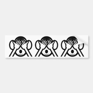3 Weiße Affen Mizaru 見 ざ Siehe NO Evil Emoji Autoaufkleber