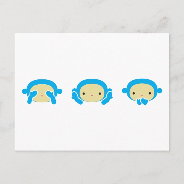 3 Weiße Affen Postkarte (Vorderseite)