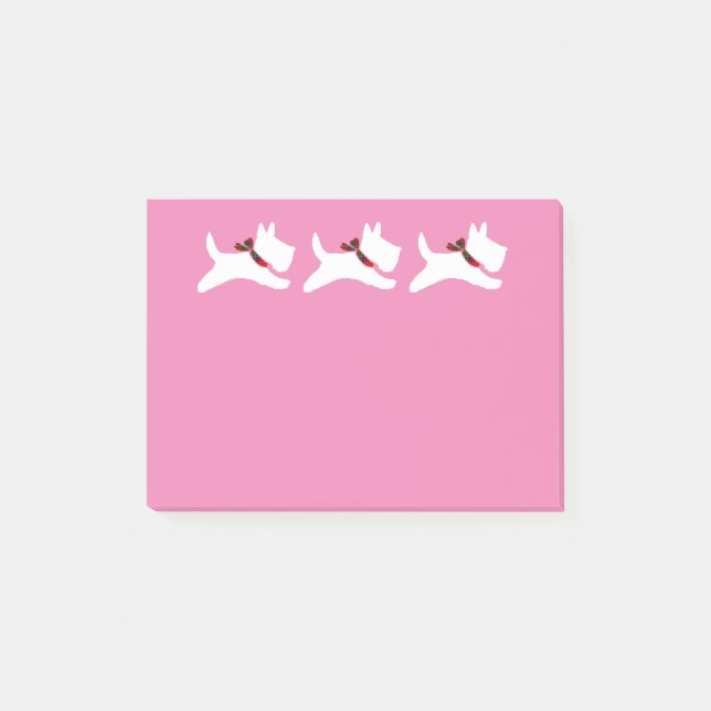3 weiße Scotties personifizieren Post-it Klebezettel (Vorderseite)