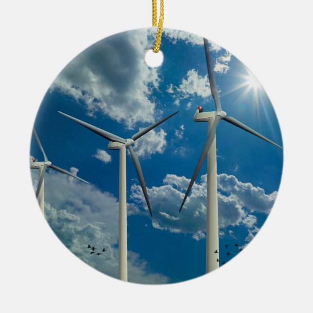 3 Windkraftanlagen Keramik Ornament (Vorne)