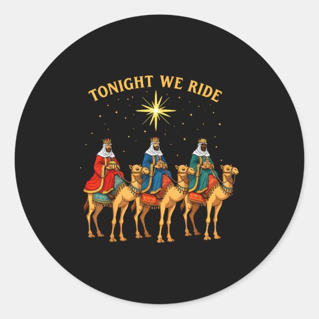 3 Wise Men Tonight We Ride Christmas  Runder Aufkleber (Vorderseite)