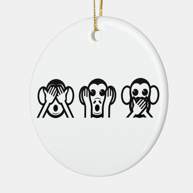 3 Wise Monkeys Emoji Keramik Ornament (Links)
