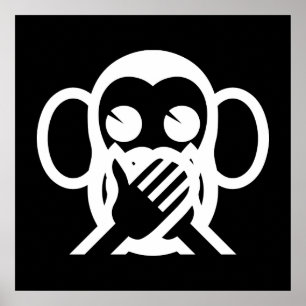 3 Wise Monkeys Iwazaru 言わざる Speak NO Evil Emoji Poster
