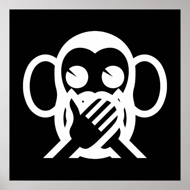 3 Wise Monkeys Iwazaru 言わざる Speak NO Evil Emoji Poster (Vorne)
