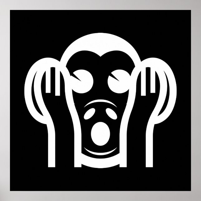 3 Wise Monkeys Kikazaru 聞かざる Hear NO Evil Emoji Poster (Vorne)