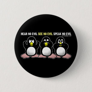 3 Wise Penguins Button