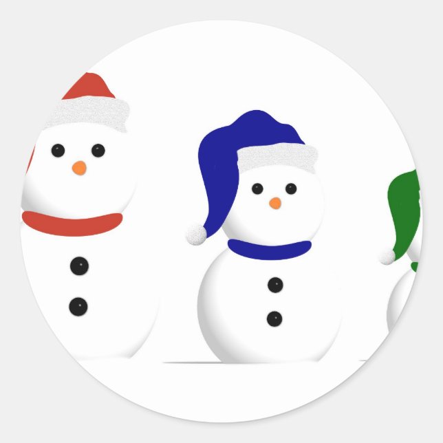 3 Wise Snowmen Runder Aufkleber (Vorderseite)