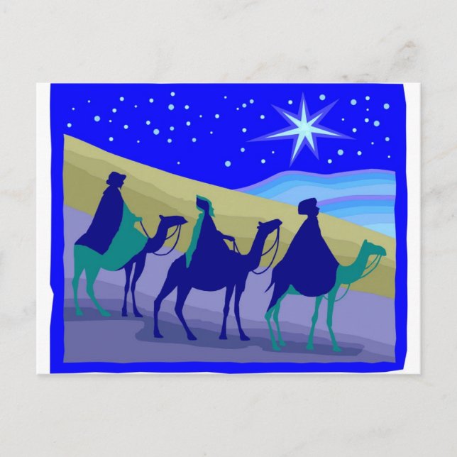 3 Wisemen auf Kamelen Christliche Kunstwerke Postkarte (Vorderseite)
