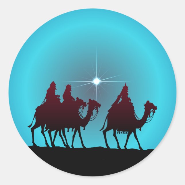 3 WISEMEN & STAR by SHARON SHARPE Runder Aufkleber (Vorderseite)
