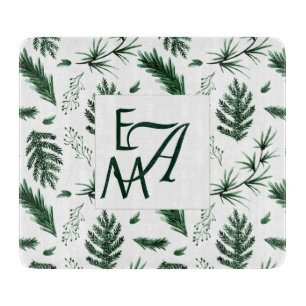 3 Wohngestaltung für Monogram Forest Green Blätter Schneidebrett