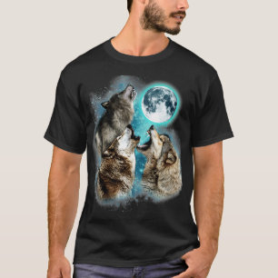 3 Wolf Moon Howling Wolf Kopf Funny Wolves for Men T-Shirt