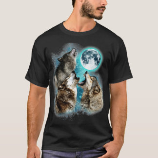 3 Wolf Moon Howling Wolf Kopf Funny Wolves for Men T-Shirt