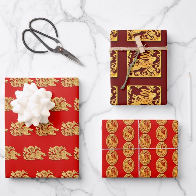 3 WP3 Gold Chinesisches, auf Papier geschnittenes  (Vorderseite)