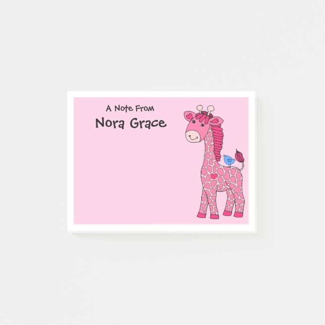 3"x4" POST-IT NOTIERT PINK GIRAFFE-INDIVIDUELLE NA Klebezettel (Vorderseite)