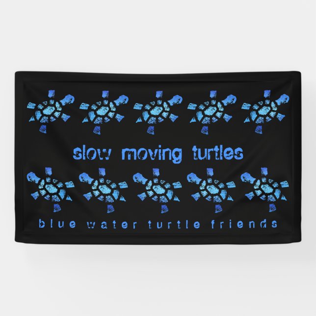 3' x5 zehn langsame blaues Wasser-Schildkröten Banner (Horizontal)