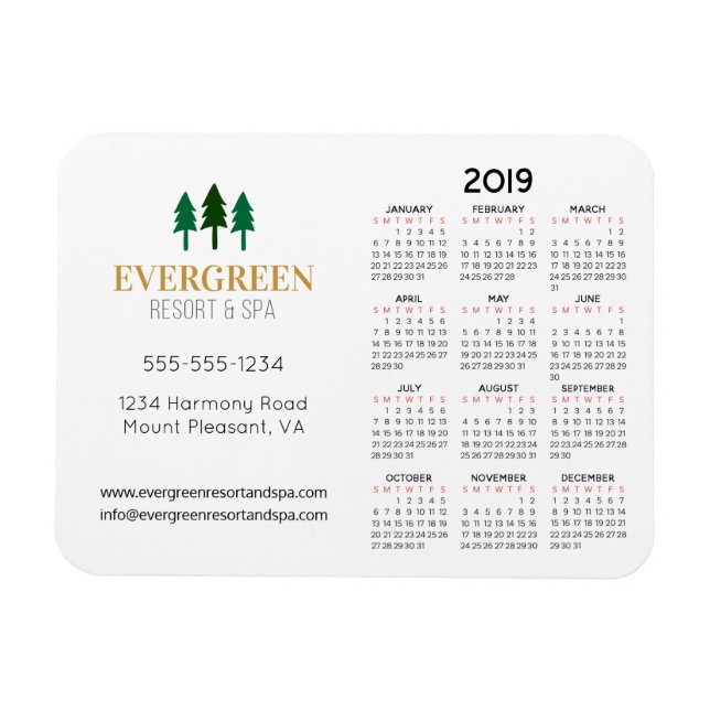 3" x 4" Visitenkarte 2019 Kalenderwoche Magnet (Horizontal)