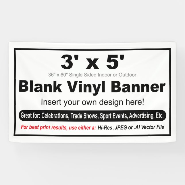 3' x 5' Créez votre propre bannière (Horizontal)