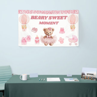 3' X 5' VYNIL ES IST EIN MÄDCHEN KONFETTI ROSA BAB BANNER