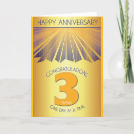 3 Year Sober Anniversary | Golden Ray 12 Step Karte