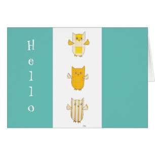 3 Yellow Owls Flying Blank Notecards