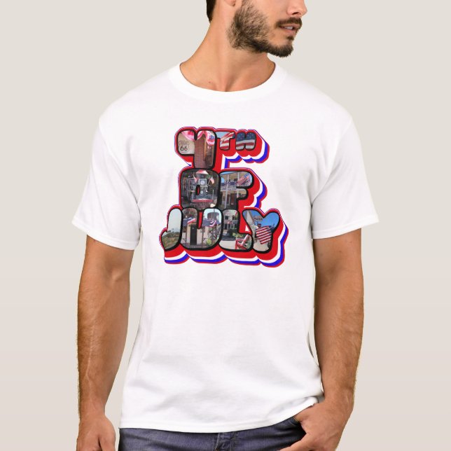 3D 4th Of July Big Letter T-Shirt (Devant)