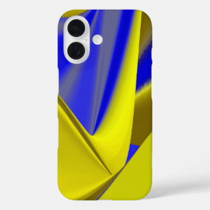 3D Abstrakt in Gelbblau iPhone 16 Hülle