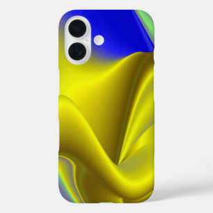 3D Abstrakt in Gelbblau iPhone 16 Hülle