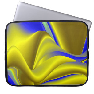 3D Abstrakt in Gelbblau Laptopschutzhülle