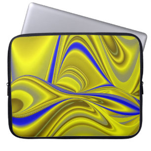 3D Abstrakt in Gelbblau Laptopschutzhülle