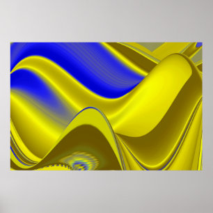 3D Abstrakt in Gelbblau Poster