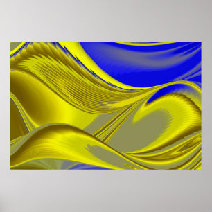 3D Abstrakt in Gelbblau Poster