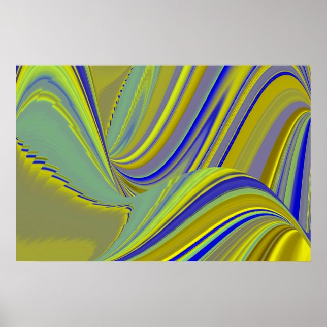 3D Abstrakt in Gelbblau Poster (Vorne)