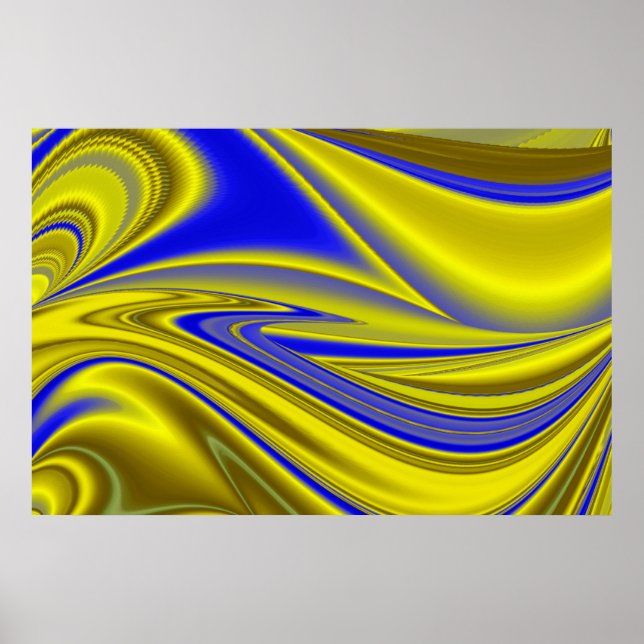 3D Abstrakt in Gelbblau Poster (Vorne)