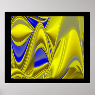 3D Abstrakt in Gelbblau Poster