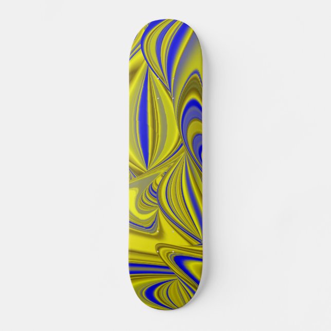 3D Abstrakt in Gelbblau Skateboard (Vorderseite)