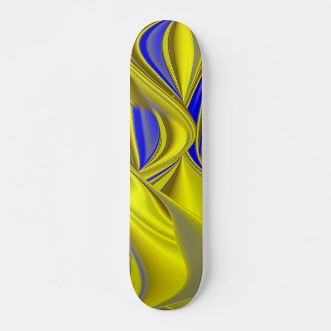 3D Abstrakt in Gelbblau Skateboard (Vorne)