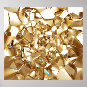 3D-abstrakte Kristall-Goldstruktur. Poster