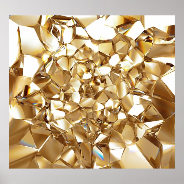 3D-abstrakte Kristall-Goldstruktur. Poster (Vorne)