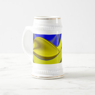 3D abstrakte Regenbogenkunst in Gold Gelb Blau Bierglas
